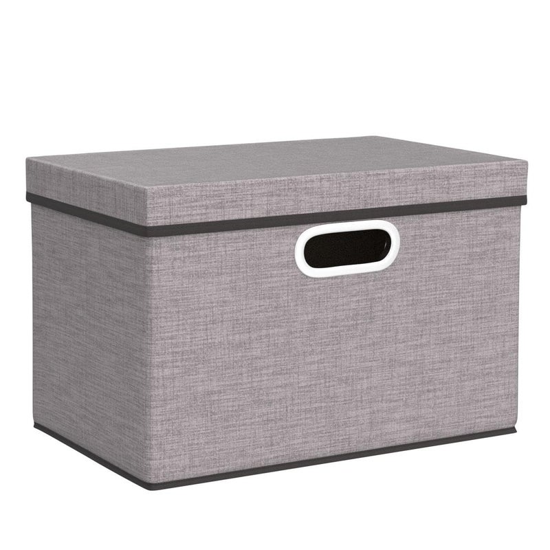 PRANDOM Foldable Storage Boxes with Lids [3-Pack] Linen Fabric Collapsible Storage Bins Organizer Containers Baskets Cube with Cover for Home Bedroom Closet Office Nursery (14.9x9.8x9.8) - Image 3